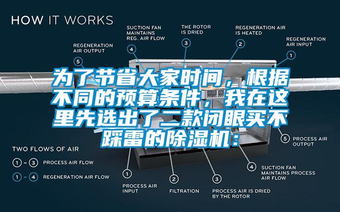 為了節(jié)省大家時(shí)間，根據(jù)不同的預(yù)算條件，我在這里先選出了二款閉眼買不踩雷的除濕機(jī)：